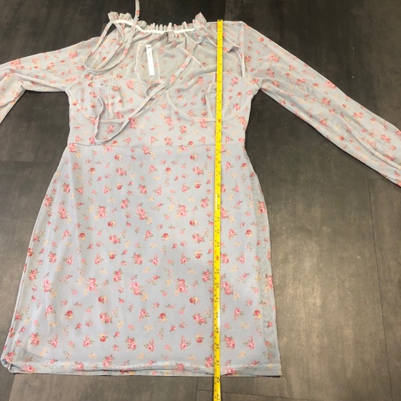NEW ASOS Dobby Mesh Floral Print Mini Dress - Picture 8 of 13